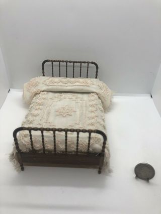 Miniature Dollhouse R.  L.  Carlisle Jenny Lind Bed And Chenille Bedspread