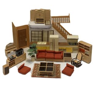 Vintage Tomy Smaller Homes Dollhouse Kitchen,  Living Room Furniture & Acc 25pcs