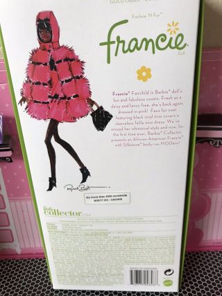 Francie Doll “fairchild” Barbie’s Fun Cousin,  Fuchsia ‘n Fur,  Silkstone Body