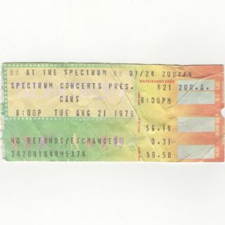 The Cars Romantics Greg Kihn Concert Ticket Stub Philadelphia 8/21/79 Candy - O