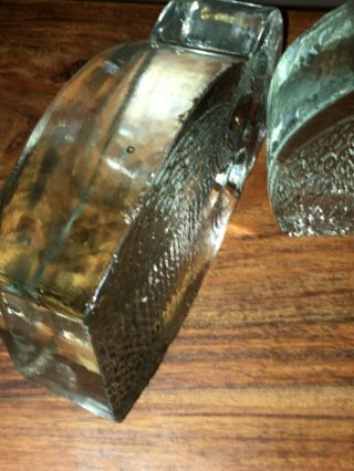 TWO Blenko Clear Glass Owl Bookends (slight damage) 2