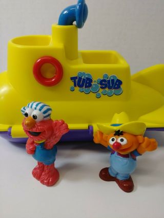Vtg 1996 Tyco Sesame Street Tub Sub W 2007 Fisher Price Tub Sub Elmo Ernie 2
