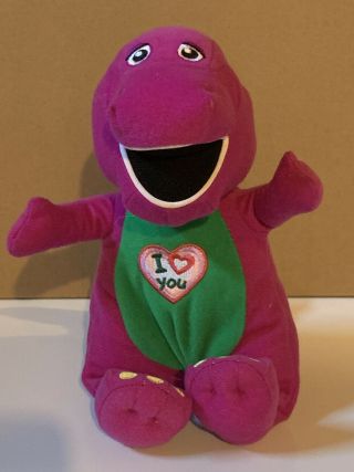 Plush Toy Doll Barney The Purple Dinosaur Singing I Love You Song 8” Tall
