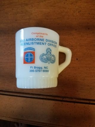 Vintage Ft Bragg Nc 82nd Airborne Division Reenlistment Coffee Cup Fire King