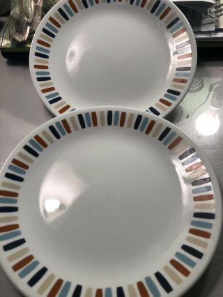 2 Corelle Payden Luncheon Plates 8.  5” Blue Rust Beige Navy Multicolor