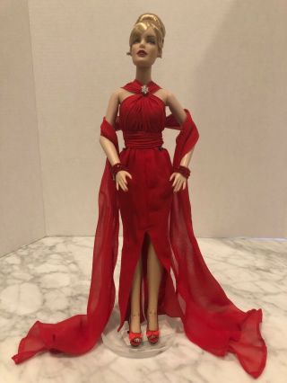 Tonner 2010 Ufdc Miss Revlon 13” Fashion Doll Blonde Hair Red Gown Displayed