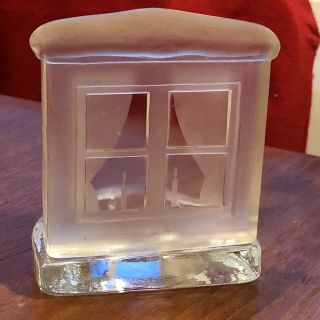 Vtg Nybro Glass Crystal Sweden Christmas Window Candle Holder Votive Tea Light