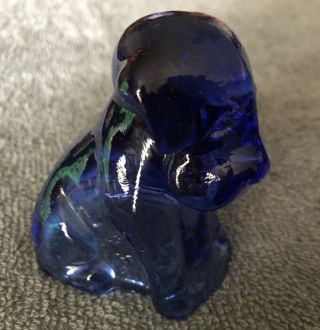 Boyd Art Glass Pooche The Dog Cobalt Blue