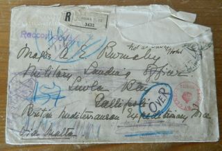 1916 Cover From Rome To Major A.  E.  Burnaby (gallipoli)
