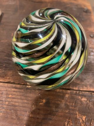 Vintage Murano Art Glass Twisted Ribbon Paper Weight Made In Italy