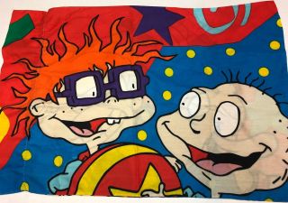 1990s Rugrats Standard Pillowcase Tommy Angelica Chuckie Spike Vintage