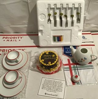 ✅ American Girl Molly Birthday Party Set Cake Tea Pot China Cups Real China 3