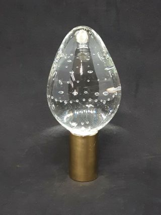 St.  Clair Clear Controlled Bubble Art Glass Paperweight Lamp Finial