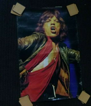 True Vintage 1973 Mick Jagger Rolling Stones Color Poster 23x34.  5 "