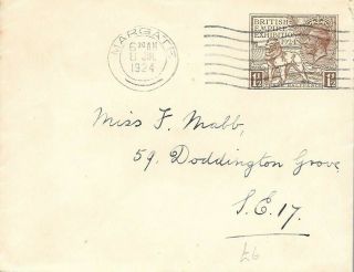 British Empire Exhibition Wembley 1924 1 1/2d Envelope From Margate