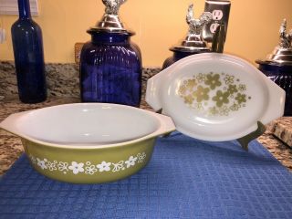 Vintage Pyrex 043 - 1.  5 Qt.  Oval Casserole With Lid - Crazy Daisy/spring Blossom