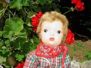 VINTAGE 1950 ' S JERRI LEE 16 in.  DOLL,  TAGGED COWBOY SHIRT WITH PANTS,  BELT 3