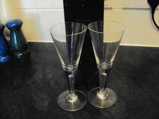 2 X Dartington Crystal - Sharon Pattern - Wine Or Champagne Glasses 19.  5cm Pair