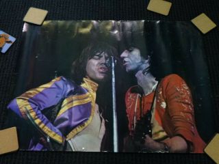 True Vintage 70s Mick Jagger Keith Richards Rolling Stones Color Poster 33x23.  5