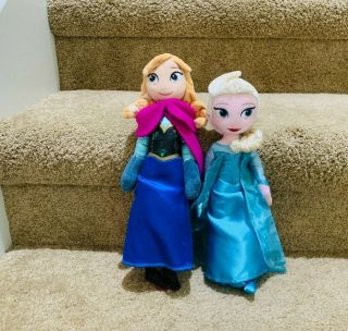 Disney Frozen Princess Anna 11  & Elsa 10 " Doll Plush /stuffed Toy