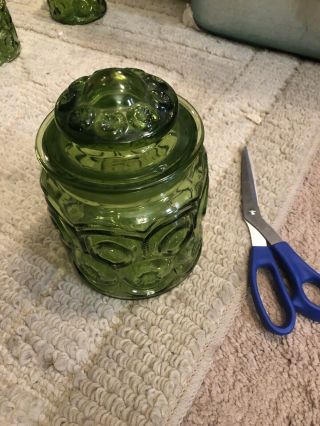 Le Smith Moon And Stars Avocado Green Canister Cookie Jar 7 " Apothecary