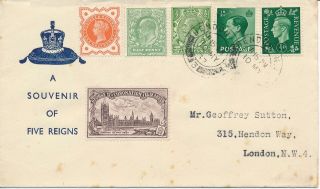 Gb 1937 (10th May) Kgvi 1/2d Green On Multi Reign Fdc