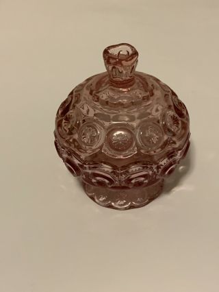 Vintage Pink Depression Glass Candy Dish Bowl With Lid 6 " Tall