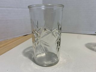 Vintage Set of 7 4 oz Jelly Jar Juice Glasses Anchor Hocking Ball Starburst 2