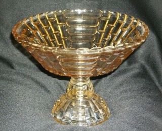 Floragold Louisa Jeannette Glass Iridescent Marigold Footed Fruit Bowl