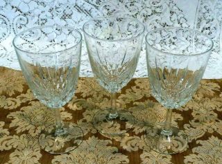Set Of 3 Vintage Crystal Clear Wine Glasses Stemware Goblets