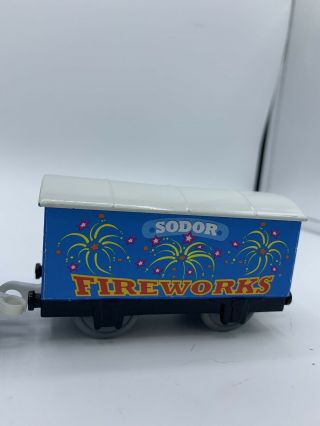 Thomas the Train Trackmaster Cars,  Sodor Ice Comp Blue Freight Car & Fireworks 2