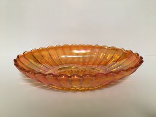 Vintage Iridescent Orange Marigold Carnival Glass Candy Bowl Deep Dish.