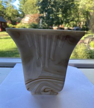 Vintage Westlite Vase 1936 Slag Glass Beige Caramel Chocolate W Virginia