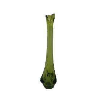 Vintage Viking Glass Green 14 1/2” Tall Stretch Swung Vase " Drape " Pattern