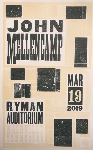 John Mellencamp - Hatch Show Print - Ryman Auditorium - Poster