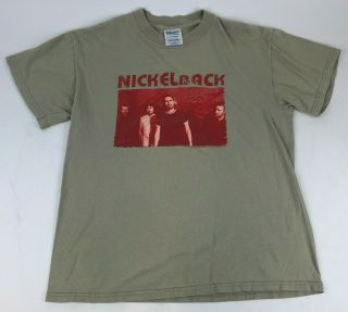 Nickelback Tan Red Graphic Cotton Band Shirt 2003 Blue Grape Merch Size L