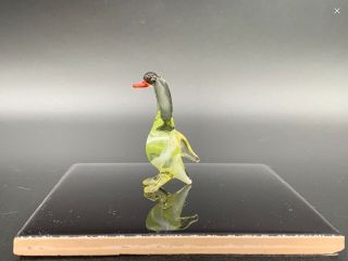 Miniature Vintage Yellow Glass Penguin Figurine - Collectible Glass Animal