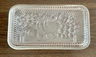 Vintage Federal Glass Ribbed Refrigerator Dish Loaf Pan Fruit Lid Mid Century