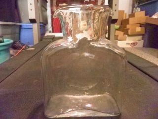 Vintage Blenko Clear Glass Double Spout Water Bottle W/ Sticker