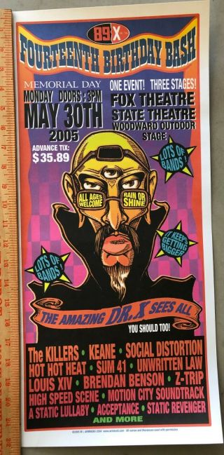 Rare 2005 Social Distortion 89x Detroit Concert Tour Poster 22.  25 " X 10.  5 "