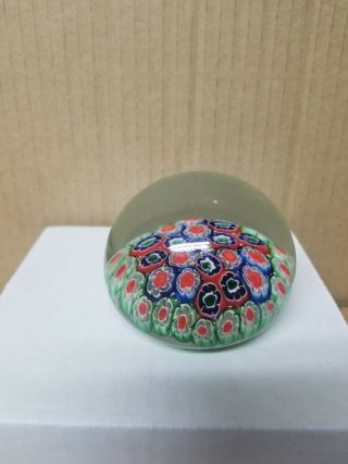 Vintage Millefiori Blue,  Green,  Red Art Glass Paperweight (possible Murano)