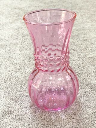 Vintage 6.  5” Pink Depression Glass Vase - Rare