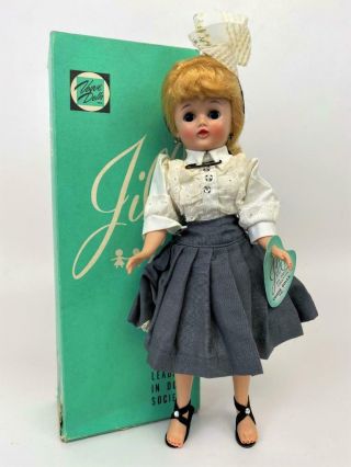 1950s Vogue Jill Blonde Ponytail Ruffle Blouse Blue Skirt Cardigan Doll Orig Box
