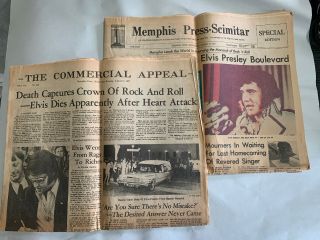 Elvis Presley Death Newspaper Memphis Press Scimitar The Commercial Appeal 1977