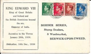 1936 Edward Viii Illustrated Border Series Abdication Day Cover.  Cat £200