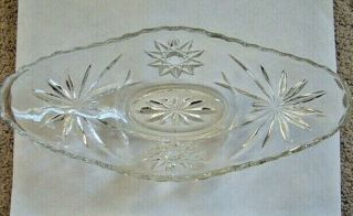 Vintage Star Of David Anchor Hocking Oval Bowl 9 1/4 " Clear Scalloped