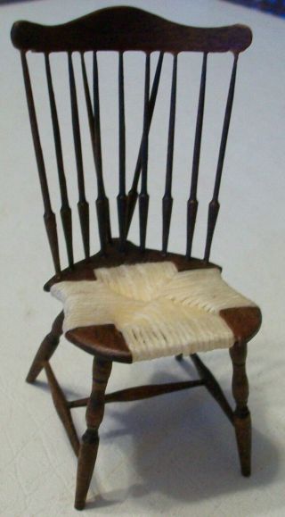 Dollhouse Miniature Artist William Bill Clinger Rush Seat Chair Walnut 23