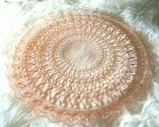 Vintage Pink Depression Glass - Cake Plate - Diamond Pattern