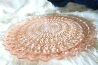 Vintage Pink Depression Glass - CAKE PLATE - Diamond Pattern 2