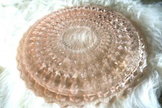 Vintage Pink Depression Glass - CAKE PLATE - Diamond Pattern 3